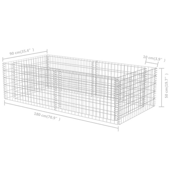 vidaXL Gabion Planter Galvanised Steel 180x90x50 cm - Image 8