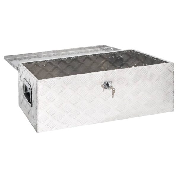 vidaXL Storage Box Silver 80x39x30 cm Aluminium - Image 5