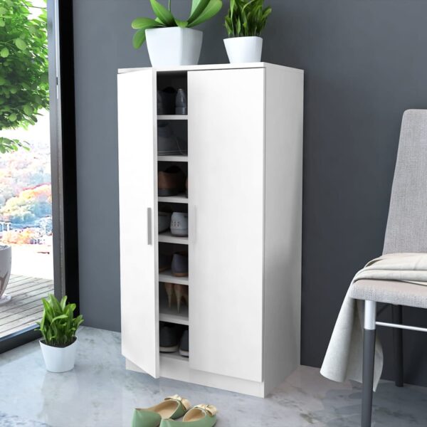 vidaXL Shoe Cabinet 7 Shelves White - Image 1