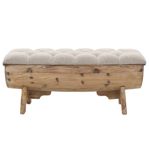 vidaXL Storage Bench 103x51x44 cm Solid Wood and Fabric - Image 2