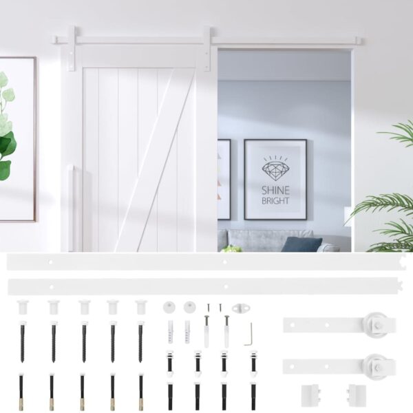 vidaXL Sliding Door Hardware Kit 200 cm Steel White - Image 6