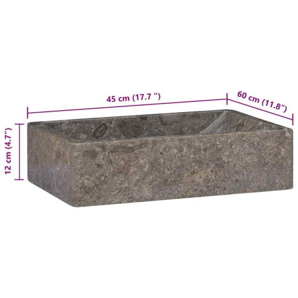 vidaXL Sink 45x30x12 cm Marble High Gloss Grey - Image 10