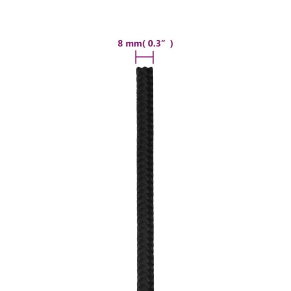 vidaXL Boat Rope Full Black 8 mm 100 m Polypropylene - Image 6