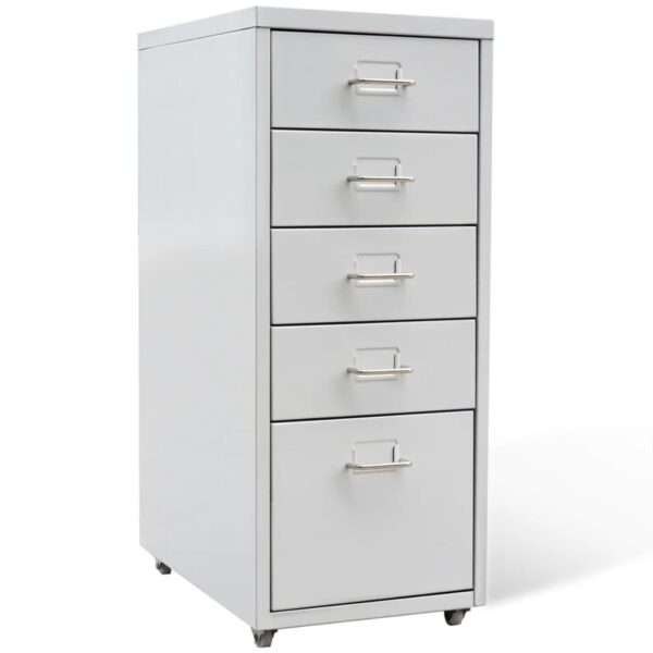 vidaXL File Cabinet with 5 Drawers Grey 68.5 cm Steel - Image 1