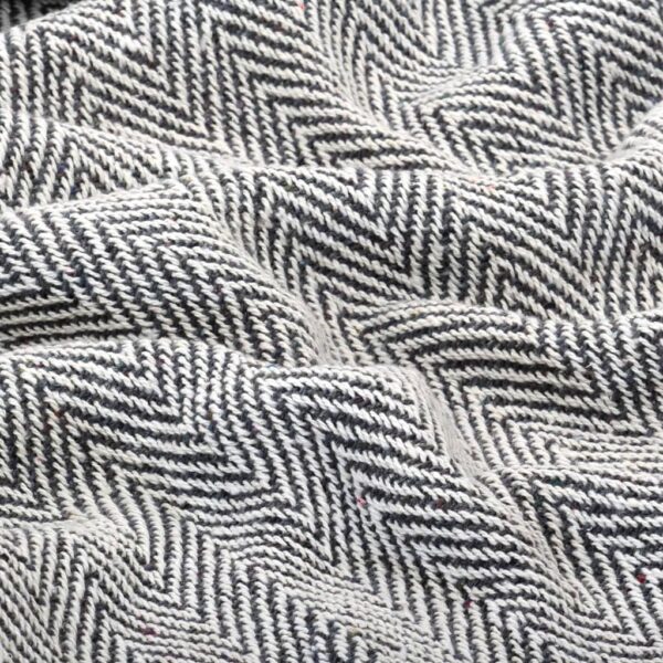 vidaXL Throw Cotton Herringbone 220x250 cm Navy Blue - Image 5