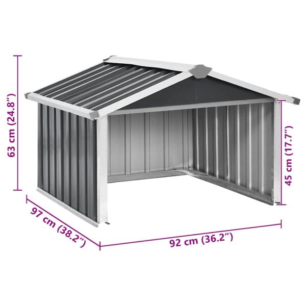 vidaXL Garden Robot Lawnmower Shed 92x97x63 cm Galvanised Steel Anthracite - Image 9