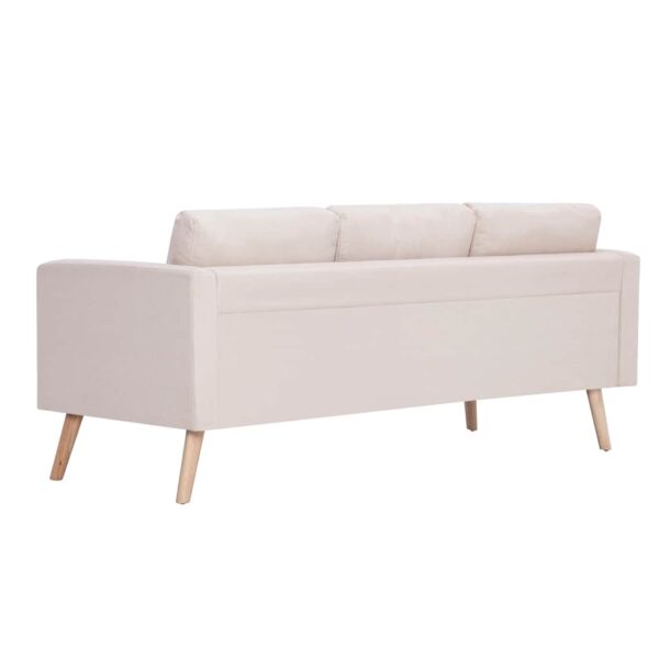 vidaXL 3-Seater Sofa Fabric Cream - Image 4