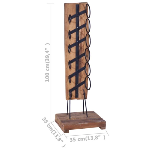 vidaXL Wine Rack for 6 Bottles 35x35x100 cm Solid Teak Wood - Image 7