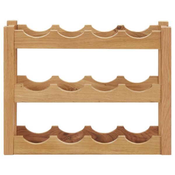 vidaXL Wine Rack for 12 Bottles 47x21x36 cm Solid Oak Wood - Image 2