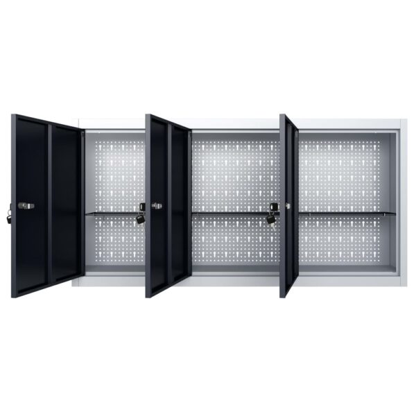vidaXL Wall Mounted Tool Cabinet Industrial Style Metal Grey and Black - Image 4