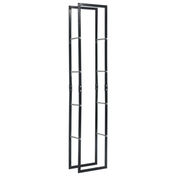 vidaXL Firewood Rack Black 40x25x200 cm Steel - Image 2