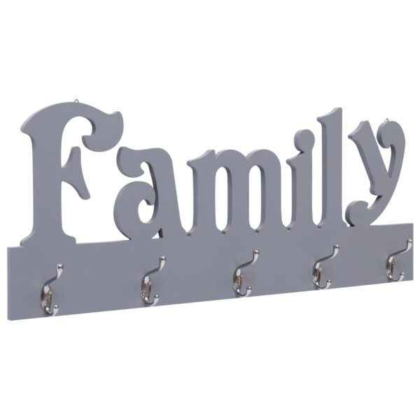 vidaXL Wall Mounted Coat Rack FAMILY Grey 74x29.5 cm - Image 1