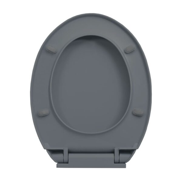 vidaXL Soft-Close Toilet Seat Quick Release Grey Oval - Image 7