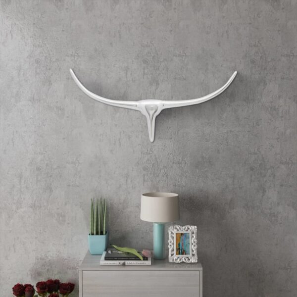 Wall Mounted Aluminium Bull’s Head Decoration Silver 72 cm - Image 1
