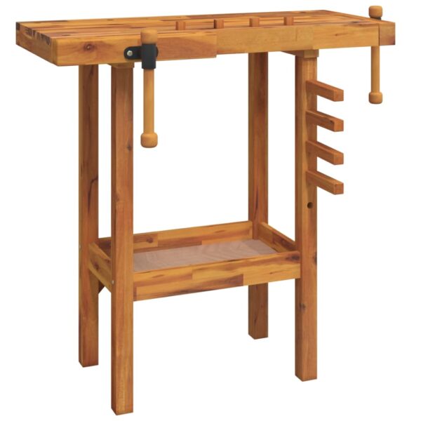 vidaXL Workbench with Vices 92x48x83 cm Solid Wood Acacia - Image 2