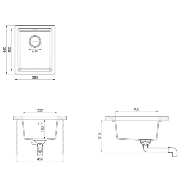 vidaXL Kitchen Sink with Overflow Hole Black Granite - Image 8