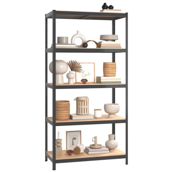 vidaXL 5-Layer Shelves 2 pcs Anthracite Steel and Engineered Wood - Image 3
