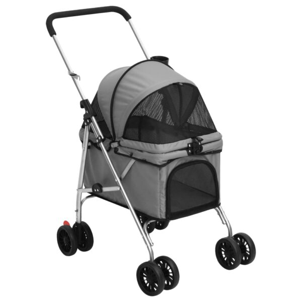vidaXL Folding Dog Stroller Grey 76x50x100 cm Oxford Fabric - Image 1