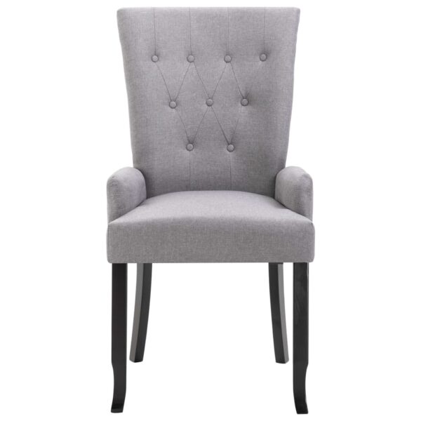vidaXL Dining Chair with Armrests Light Grey Fabric - Image 5
