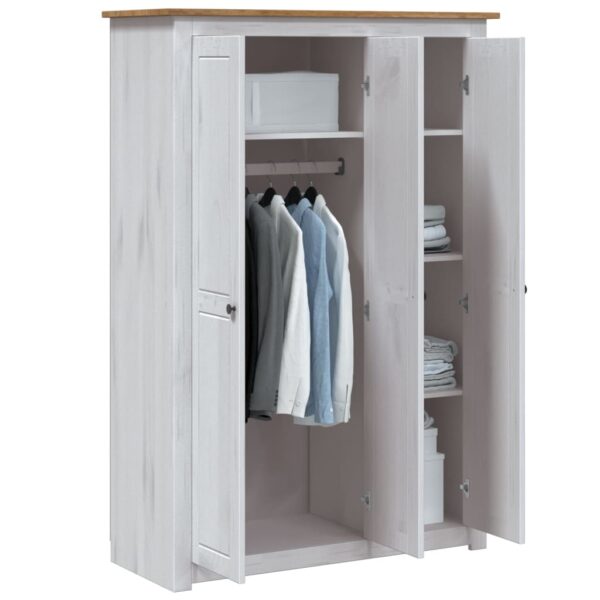 vidaXL 3-Door Wardrobe White 118x50x171.5 cm Pine Panama Range - Image 4