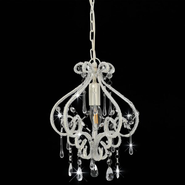 vidaXL Ceiling Lamp with Beads White Round E14 - Image 3
