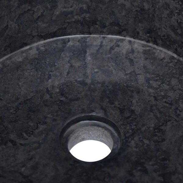vidaXL Sink Black Ø40x15 cm Marble - Image 5