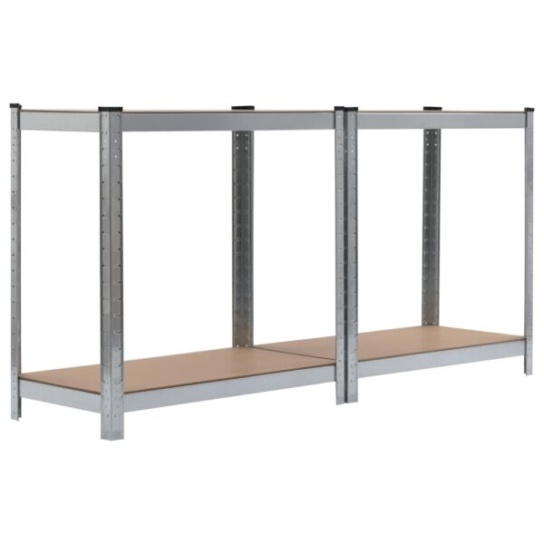 vidaXL 4-Layer Shelves 2 pcs Silver Steel&Engineered Wood - Image 8