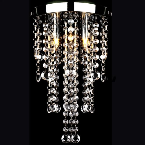 White Metal Ceiling Lamp with Crystal Beads - Image 1