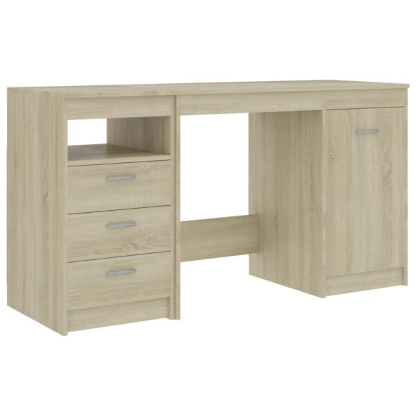 vidaXL Desk Sonoma Oak 140x50x76 cm Engineered Wood - Image 2