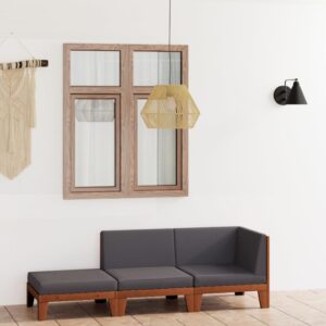 vidaXL 3 Piece Garden Lounge Set with Cushions Solid Acacia Wood