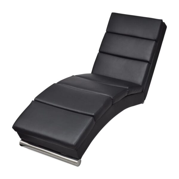 vidaXL Chaise Longue Black Faux Leather - Image 1