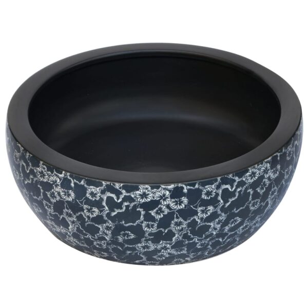 vidaXL Countertop Basin Black and Blue Round Φ41x14 cm Ceramic - Image 3