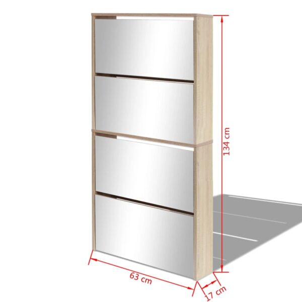 vidaXL Shoe Cabinet 4-Layer Mirror Oak 63x17x134 cm - Image 6