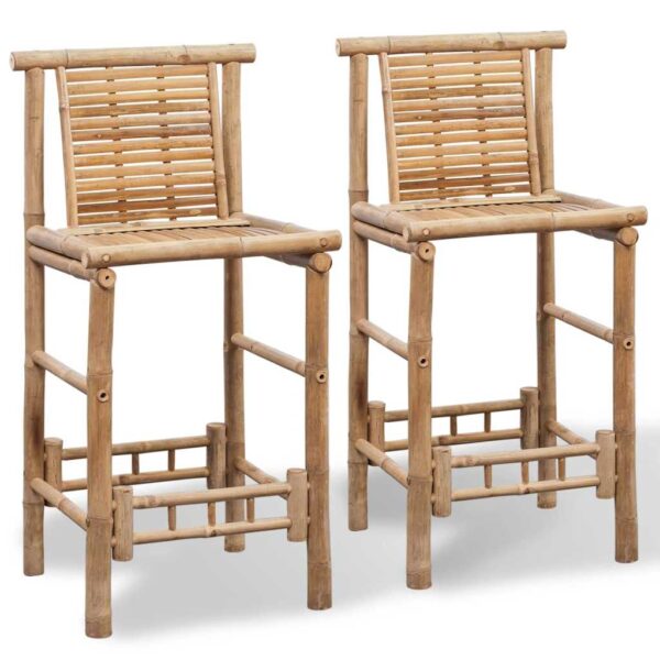 vidaXL Bar Stools 2 pcs Bamboo - Image 2