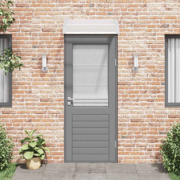 vidaXL Door Canopy Grey and Transparent 80x75 cm Polycarbonate - Image 3