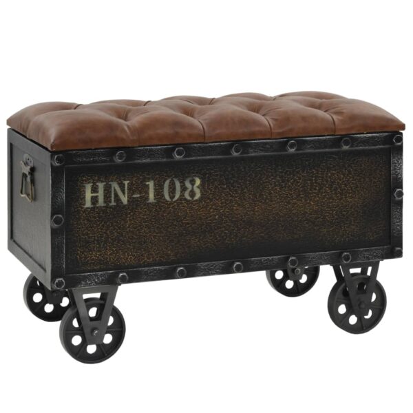 vidaXL Storage Bench 80.5x41x50 cm Solid Wood and Artificial Leather - Image 1