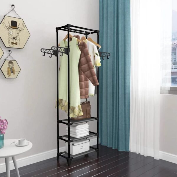vidaXL Clothes Rack Steel and Non-woven Fabric 55x28.5x175 cm Black - Image 9