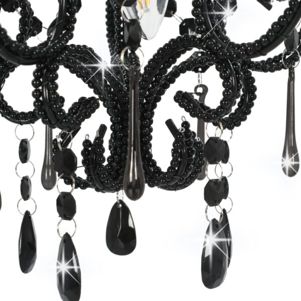 vidaXL Ceiling Lamp with Beads Black Round E14 - Image 6