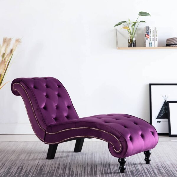 vidaXL Chaise Lounge Purple Velvet - Image 1