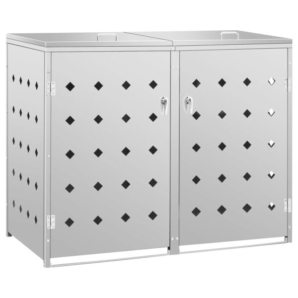 vidaXL Double Wheelie Bin Shed 240 L Stainless Steel - Image 2