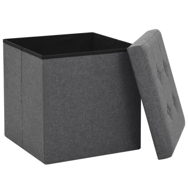 vidaXL Folding Storage Stools 2 pcs Dark Grey Faux Linen - Image 4
