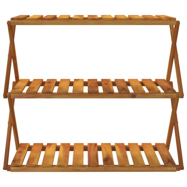 vidaXL 3-Tier Folding Shelf Brown 70x31x63 cm Solid Wood Acacia - Image 4