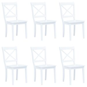 vidaXL Dining Chairs 6 pcs White Solid Rubber Wood