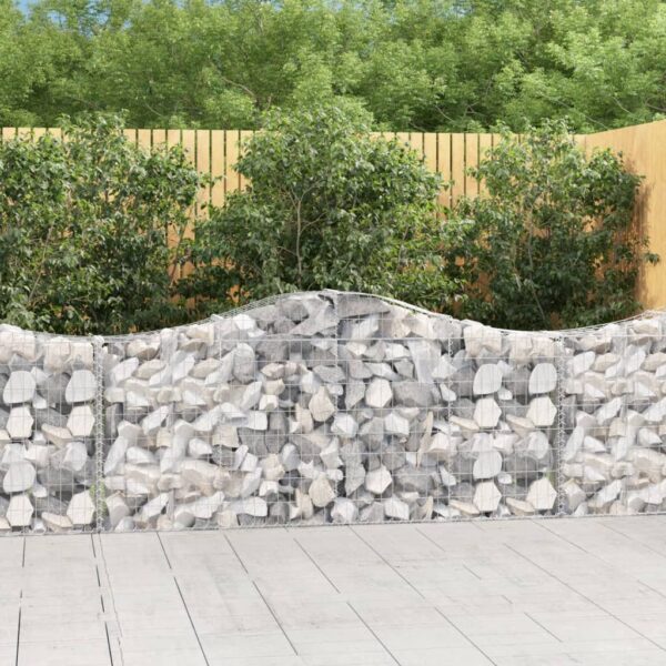 vidaXL Arched Gabion Basket 200x30x80/100 cm Galvanised Iron - Image 1