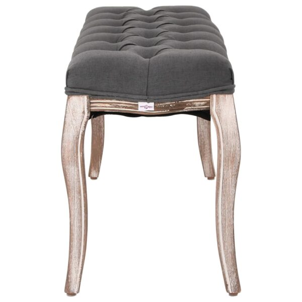 vidaXL Bench Linen Solid Wood 110x38x48 cm Dark Grey - Image 3