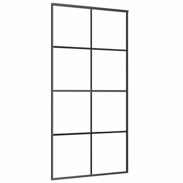 vidaXL Sliding Door Black 102,5x205 cm ESG Glass and Aluminium - Image 2