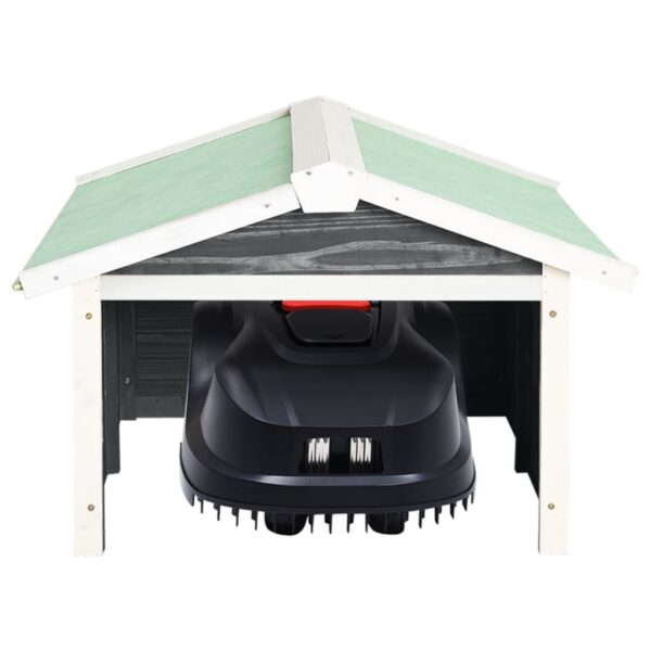 vidaXL Robotic Lawn Mower Garage 72x87x50 cm Grey and White Firwood - Image 3