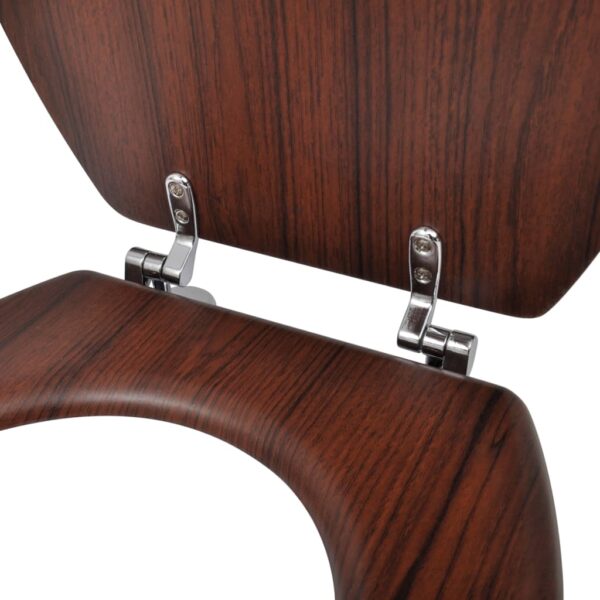 vidaXL Toilet Seats with Lids 2 pcs MDF Brown - Image 6
