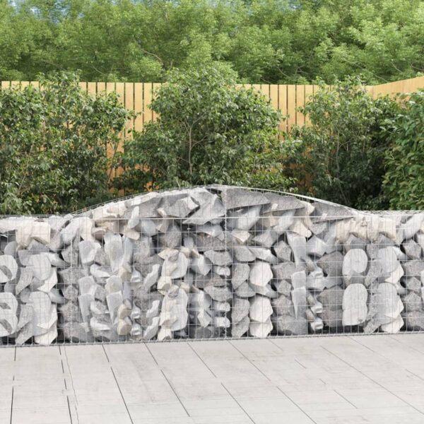 vidaXL Arched Gabion Basket 400x50x80/100 cm Galvanised Iron - Image 1