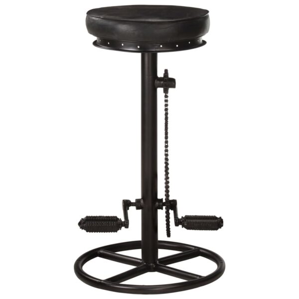vidaXL Bar Stools 2 pcs Black Real Goat Leather - Image 3